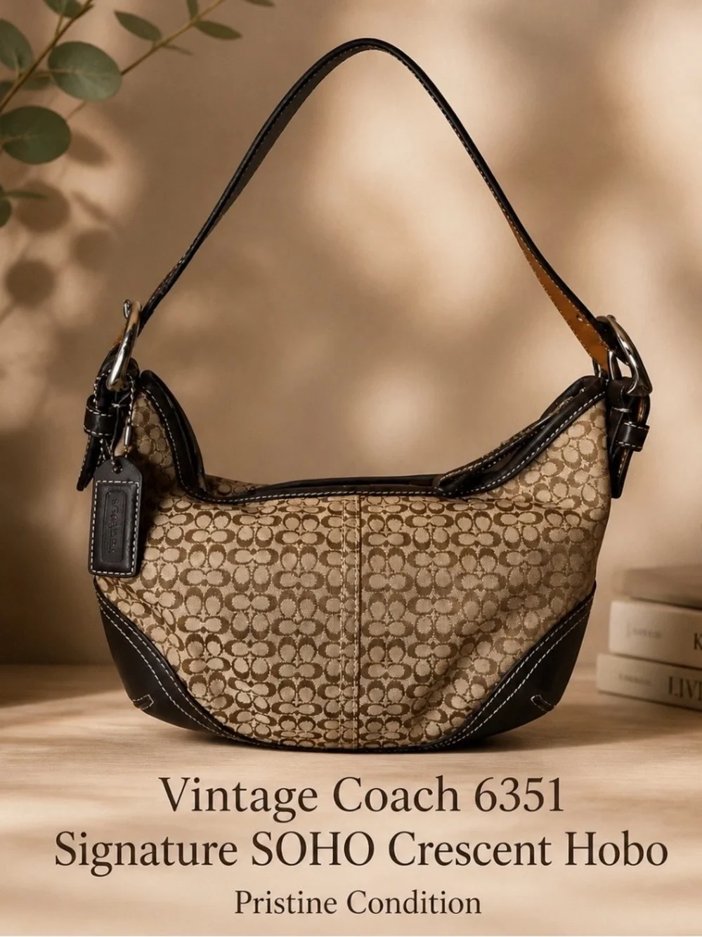 Vintage Coach 6351 Signature SOHO Crescent Hobo Pristine - Like New! Y2K